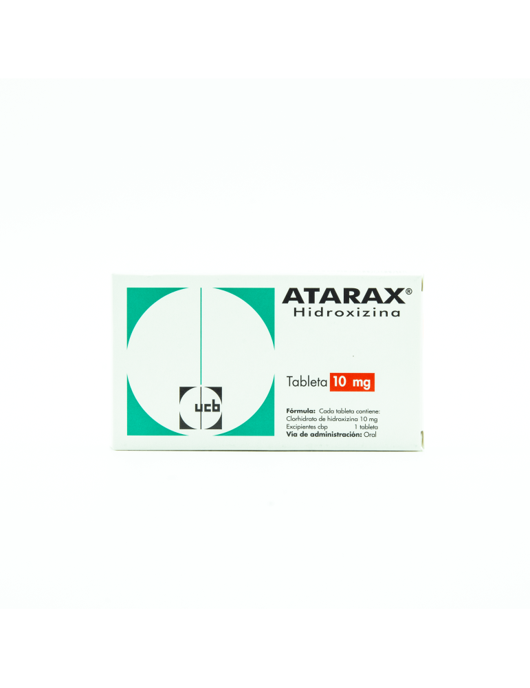 Packung von Atarax (Hydroxyzin) Tabletten. Beruhigungsmittel zur Behandlung von Angstzuständen.